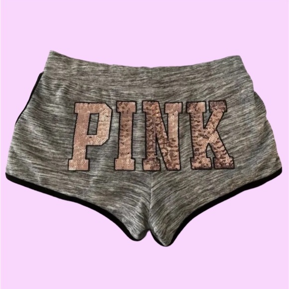 PINK Victoria’s Secret Rose Gold Bling Sequined SET  RARE!! Shorts and T-Shirt - Picture 5 of 15